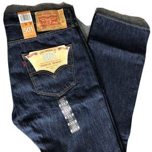 Levis Mens 501 Orig Fit Jean Navy Rinse 34W x 32L